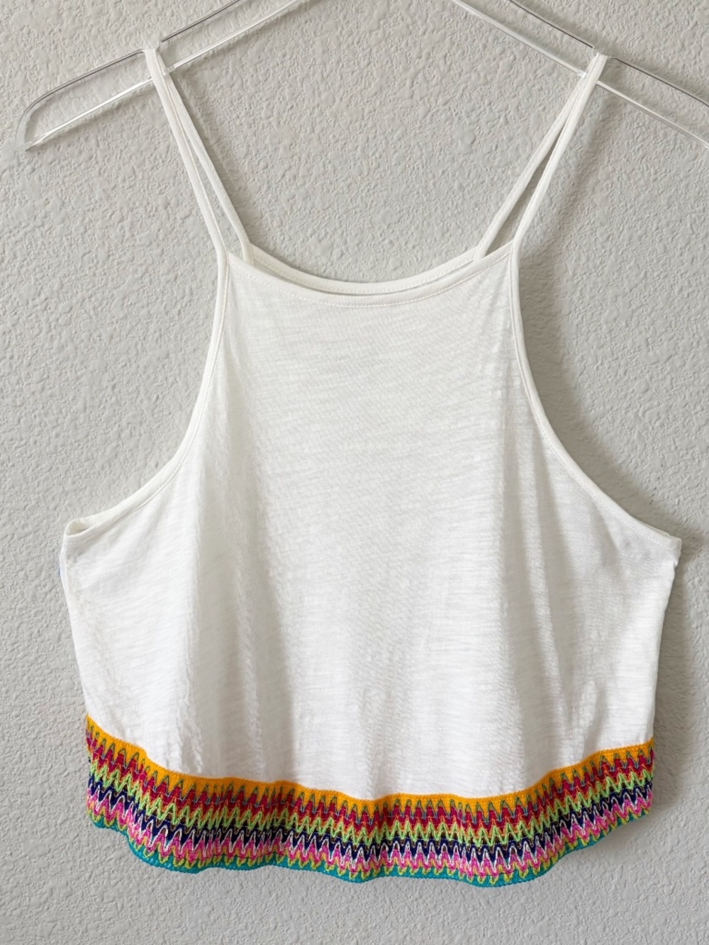 Pitusa Embroidered Pima Cotton Tank Top Size S White Beach Tropical Vacation